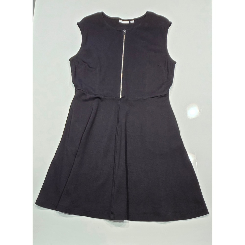 New York & Company Black Fit & Flare Dress‎ Sleeveless Zip Front XL (1273)